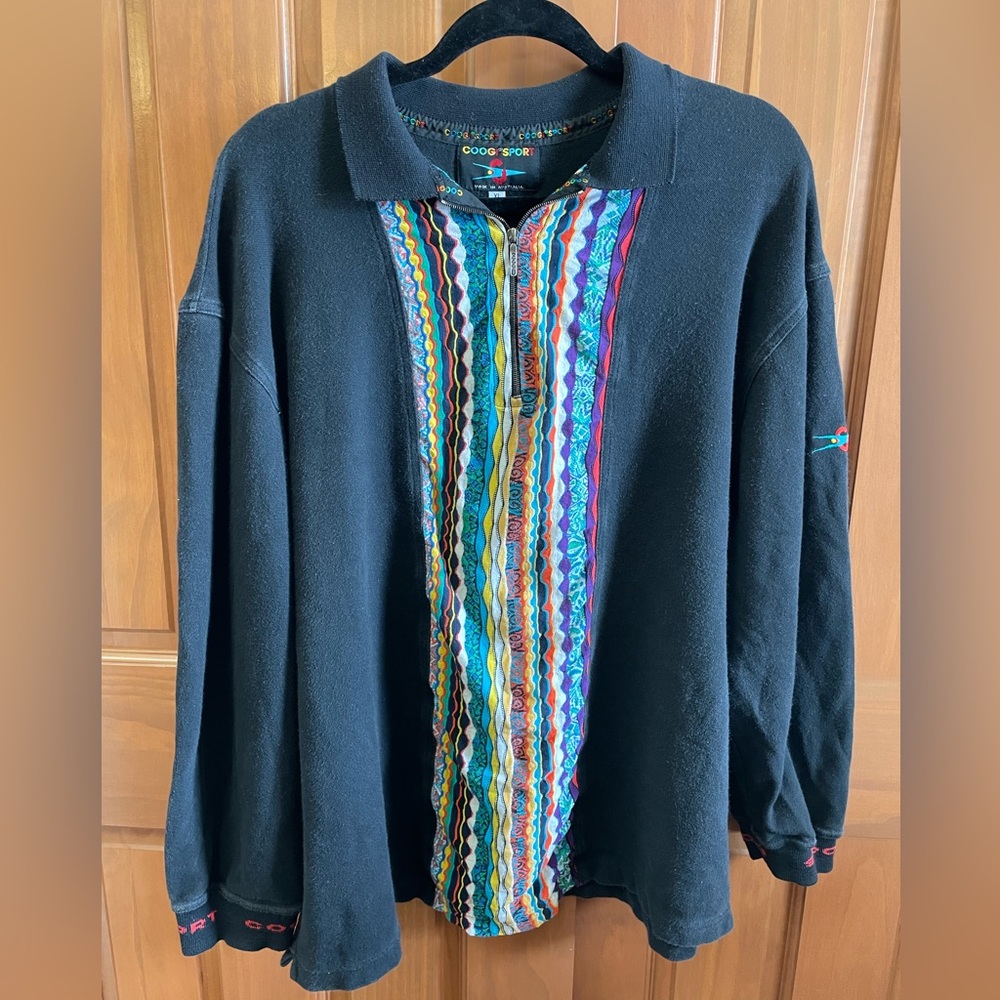 COOGI Black Multicolor Zip Up Sweater